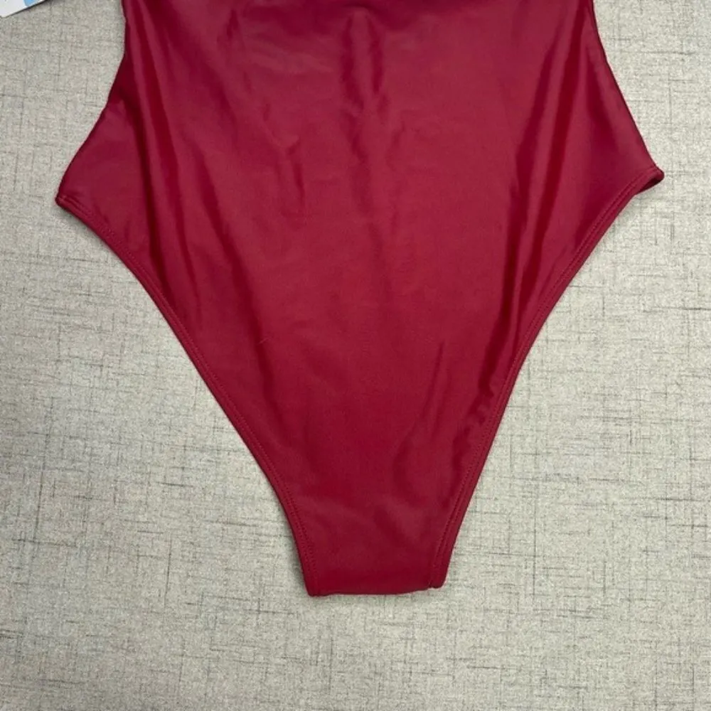 Cupshe Ruffle One Piece Swimsuit Red Maroon Small Nwt - Image 10