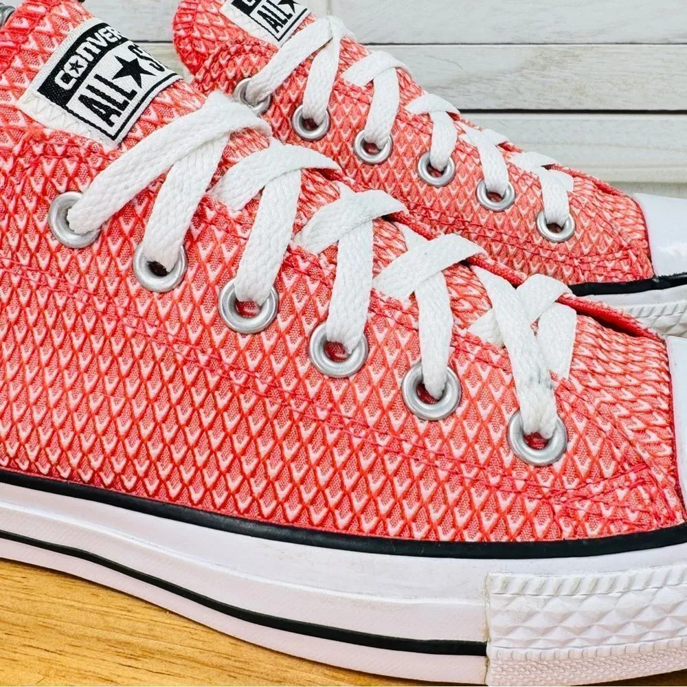 Converse Chuck Taylor All Star Ox Textured Canvas Sneakers Coral Ultra Red 8 - Image 7