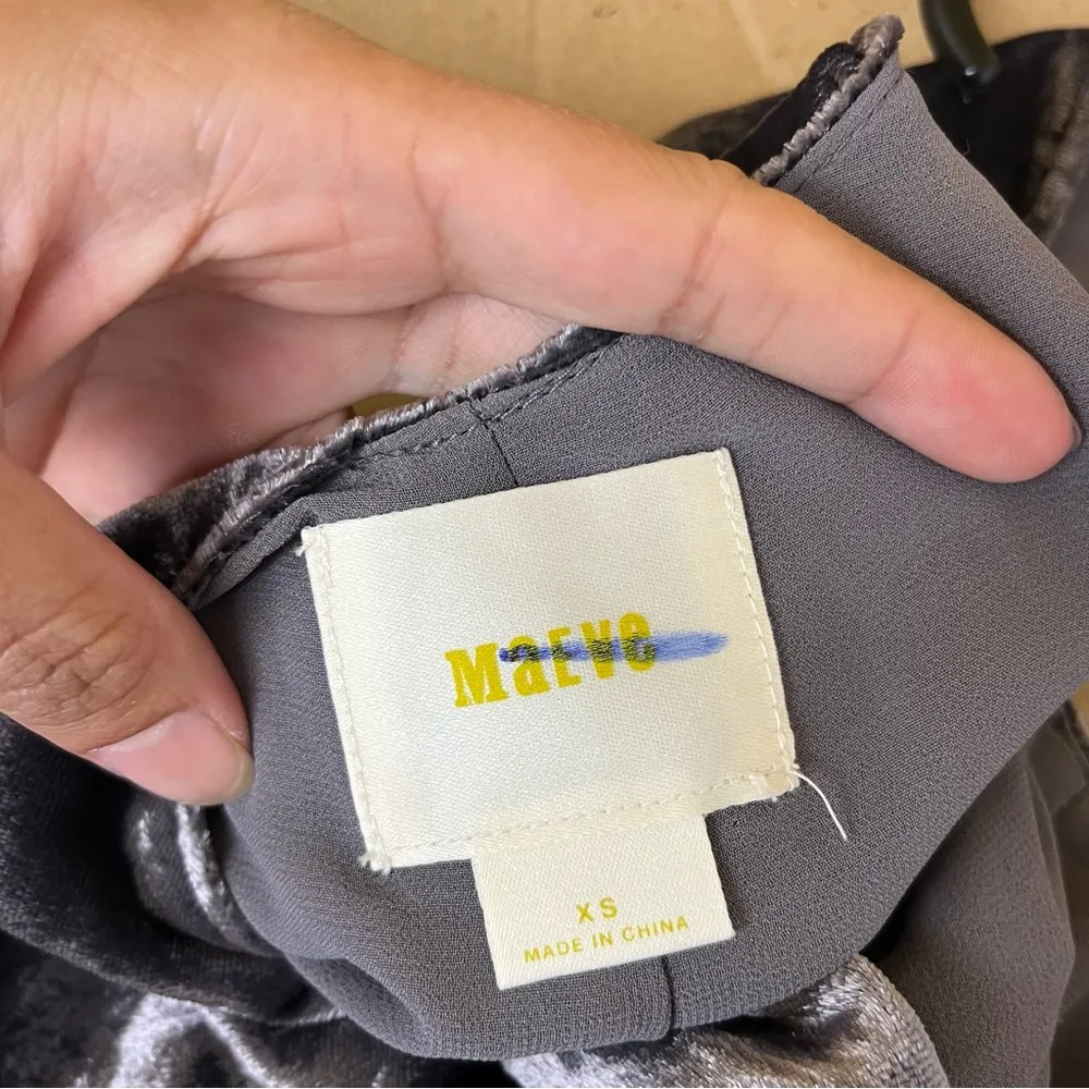 Anthropologie Maeve Grey Crushed Velvet Wide Leg Jumpsuit - Image 7