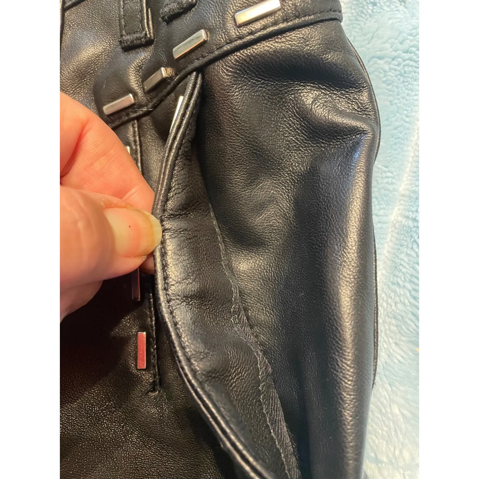 IRO Black Leather Embellished High Waist Shorts Size 34 - Image 9