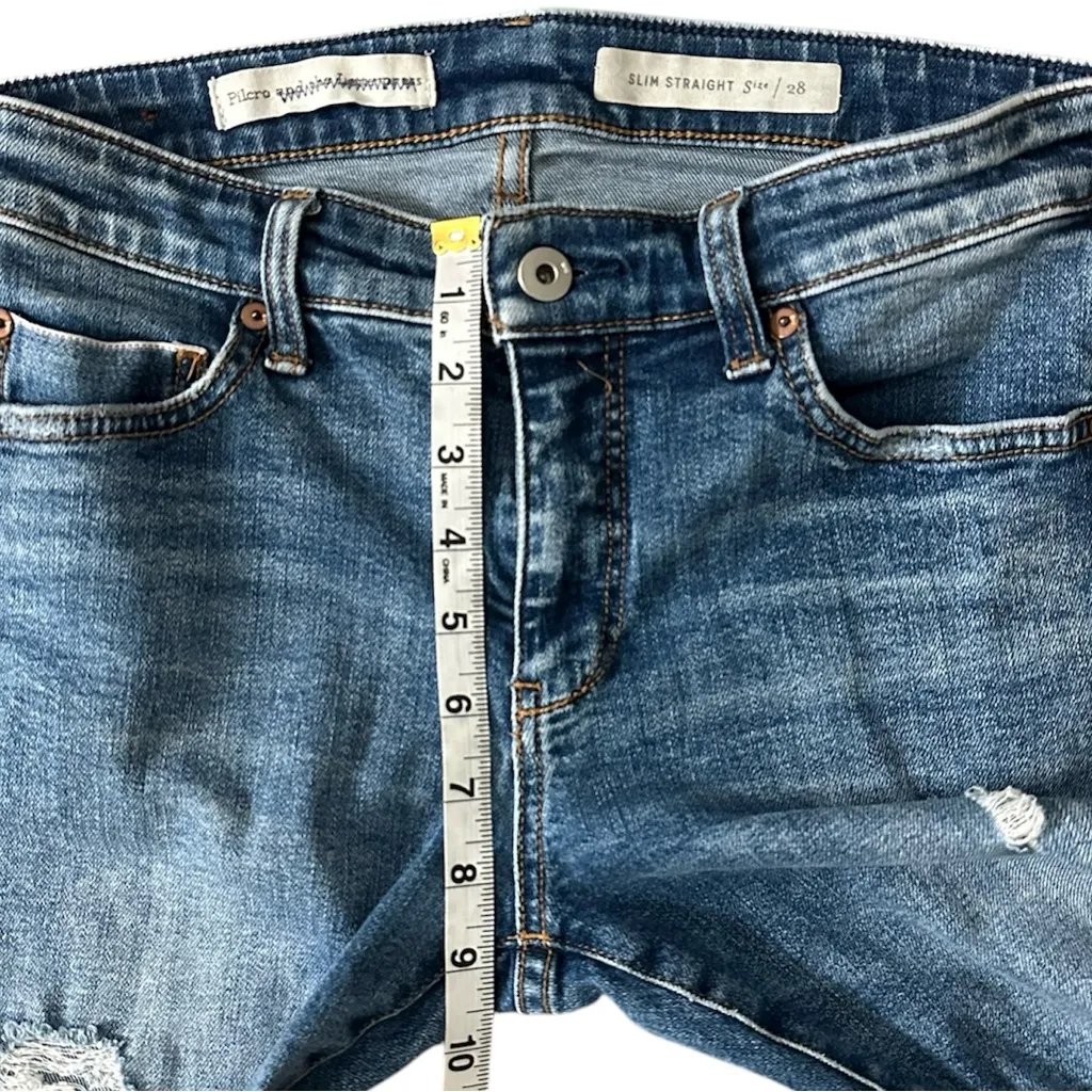 Pilcro and the Letterpress Mid-Rise Slim Straight Distressed Jeans Size 30 - Image 6