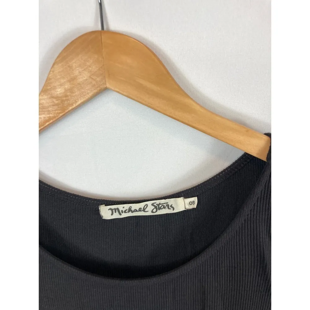 Michael Stars Ribbed Cold Shoulder Blouse Size OS - Image 3