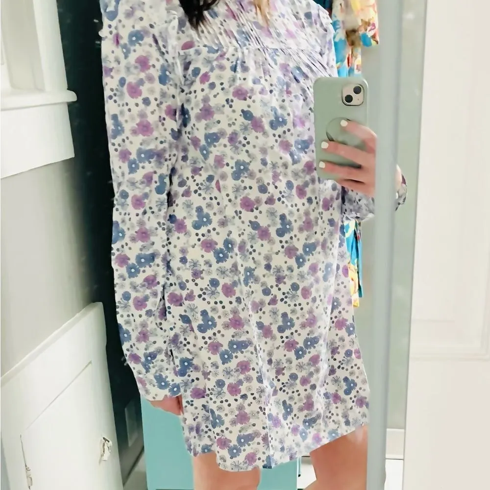 Modcloth Floral Prairie Doll Mini Dress Ruffle Shoulder Purple Blue M NWT - Image 5