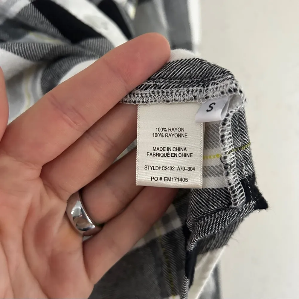 Cloth & Stone Anthropologie Soft Flannel Plaid White Black Yellow Casual Comfy - Image 3