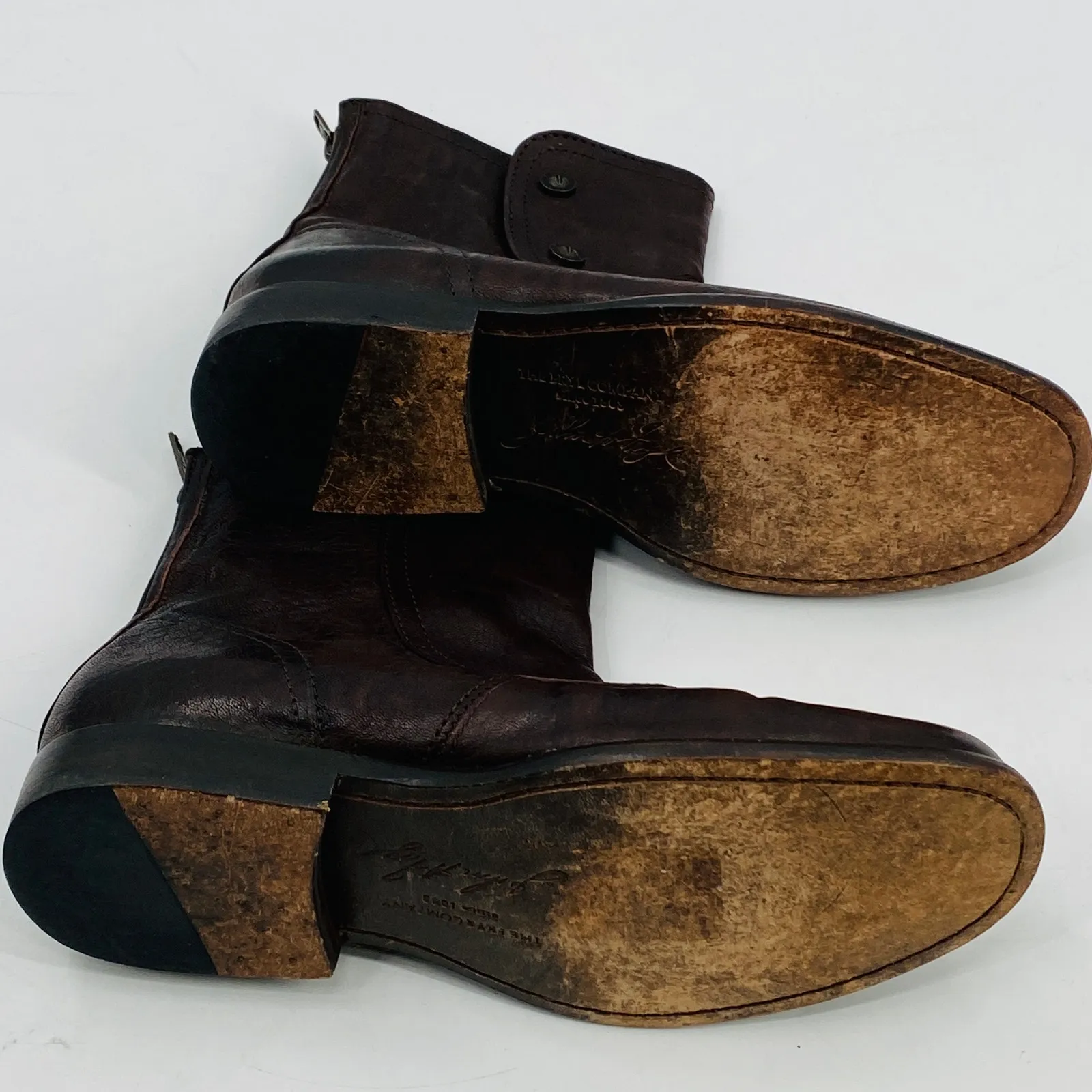 Frye Womens Phillip Military Zip Boot Dark Brown Leather Size 37 Heritage Preppy - Image 9