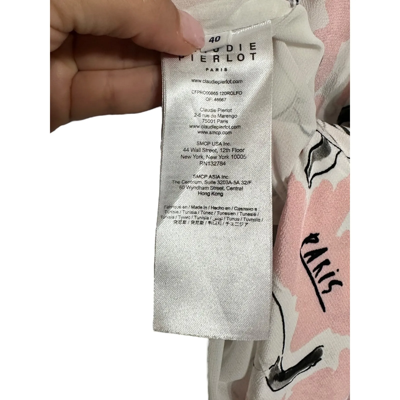 Claudie‎ Pierlot Paris Cat Print Midi Dress Pink Button Down EU 40 $410 Size 8 - Image 5