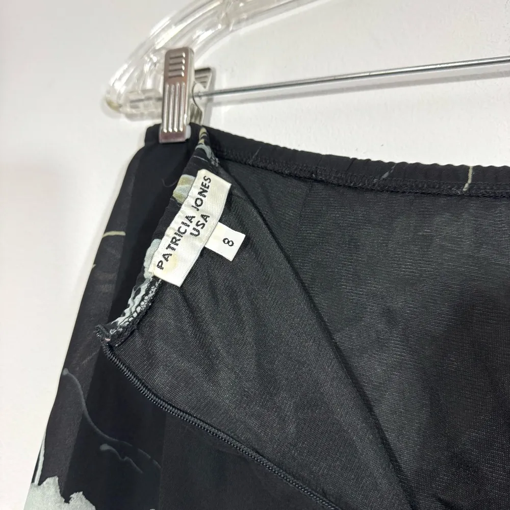 Vintage Patricia Jones USA Dark Floral Maxi Skirt Black - Image 9