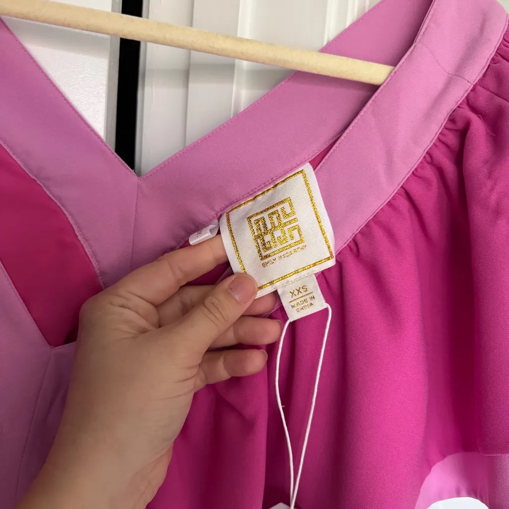 NWT Emily McCarthy Kensington Dress Fuchsia Ruffle V - Image 4