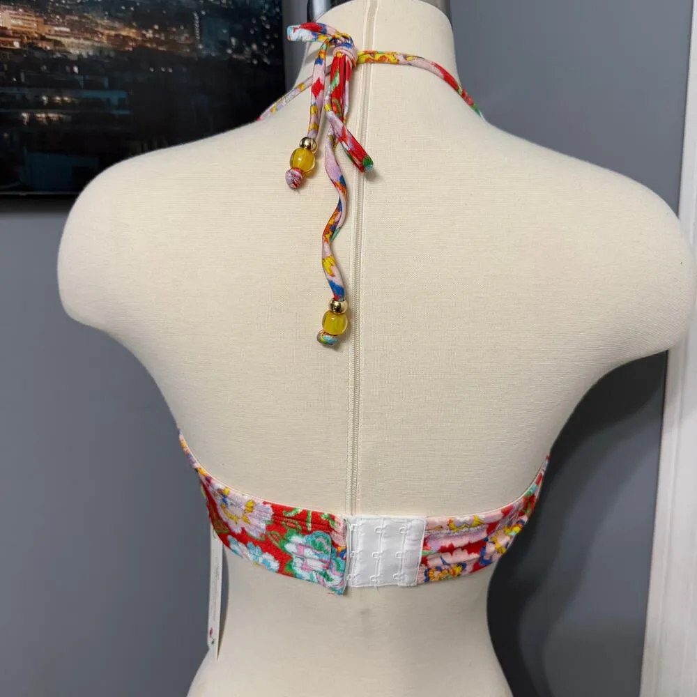 Women's Floral Twisted Bandeau Bikini Top - Sunburst Multi - Size XS - Image 2