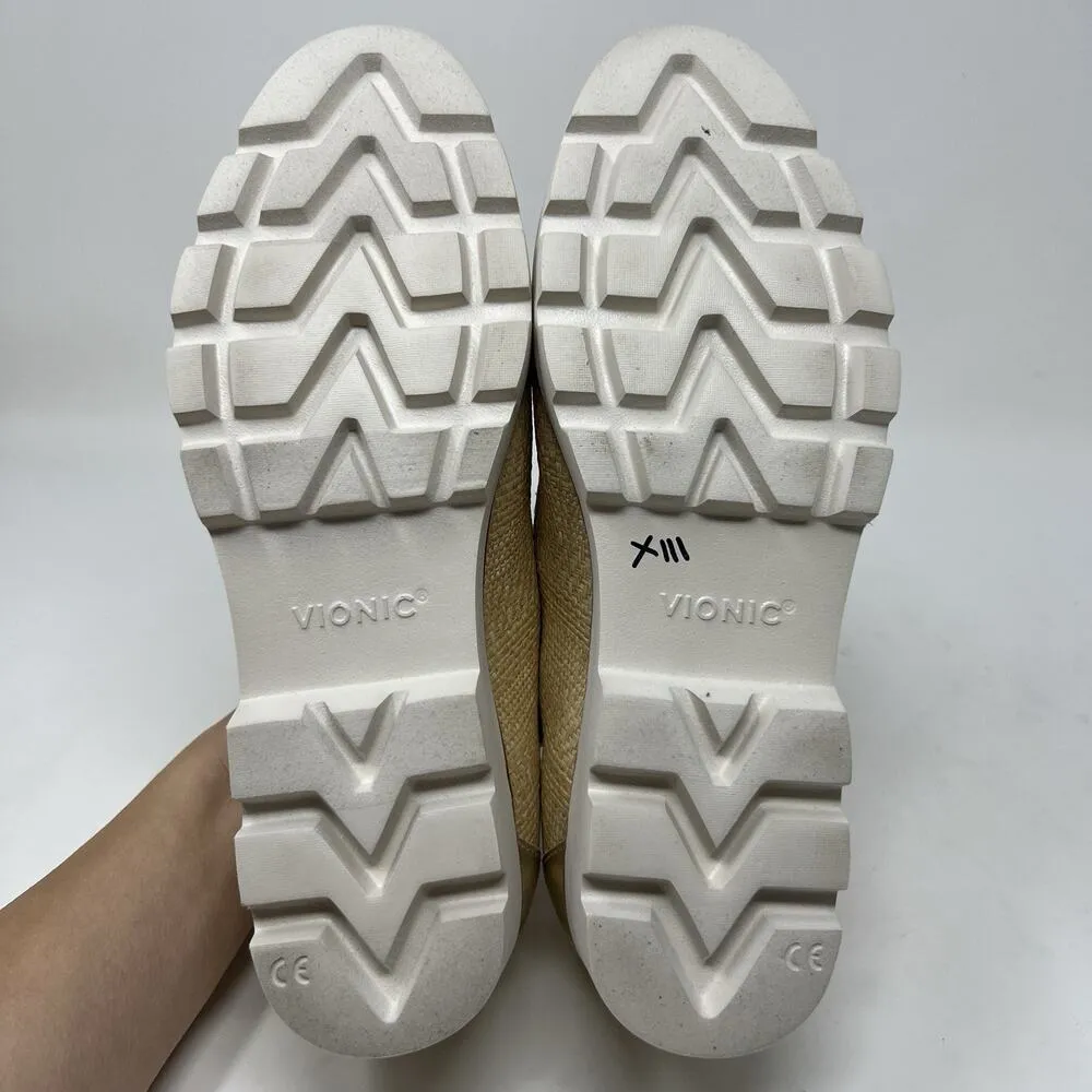 Vionic Kensley Slip On Natural Woven Raffia Loafers Metallic Trim Women’s Size 7 - Image 12