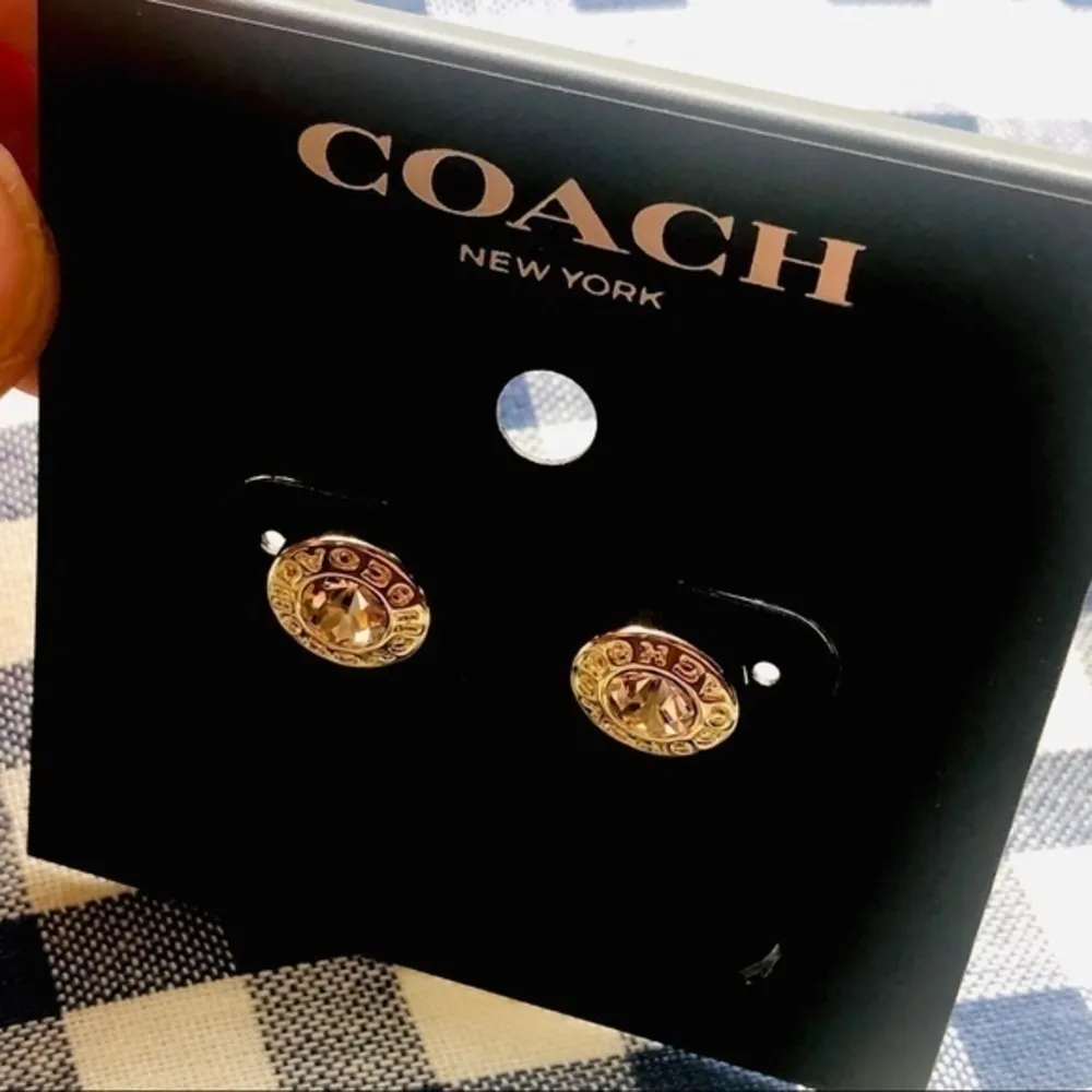 Coach Gold Logo Stud Earrings – Classic Round Signature Studs NWT - Image 3