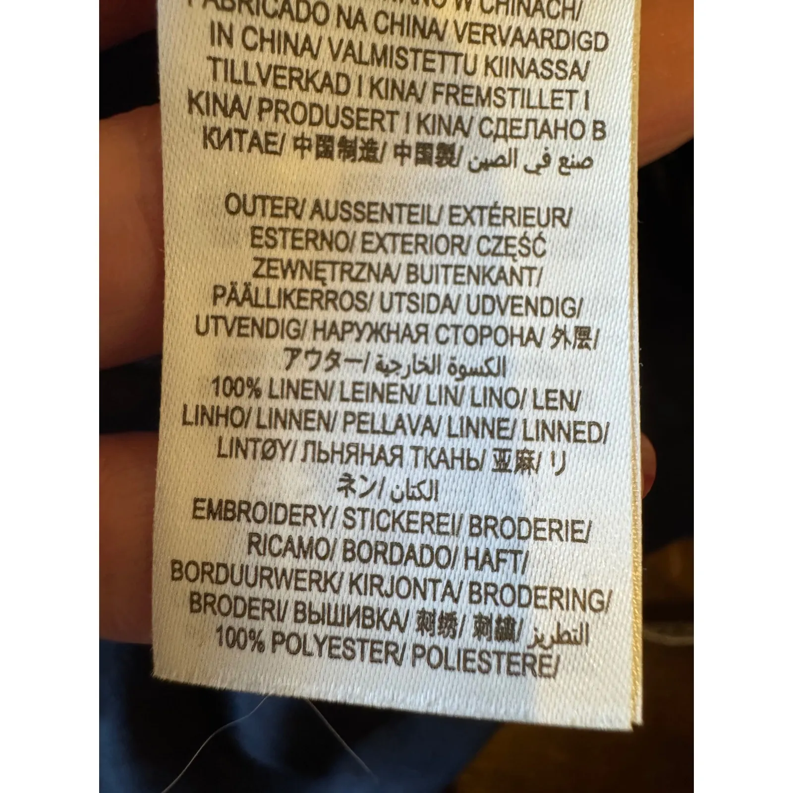 Boden Shirt Women 4 Navy Blue Embroidered Square Neck Puff Sleeve Linen Top‎ NWT - Image 11