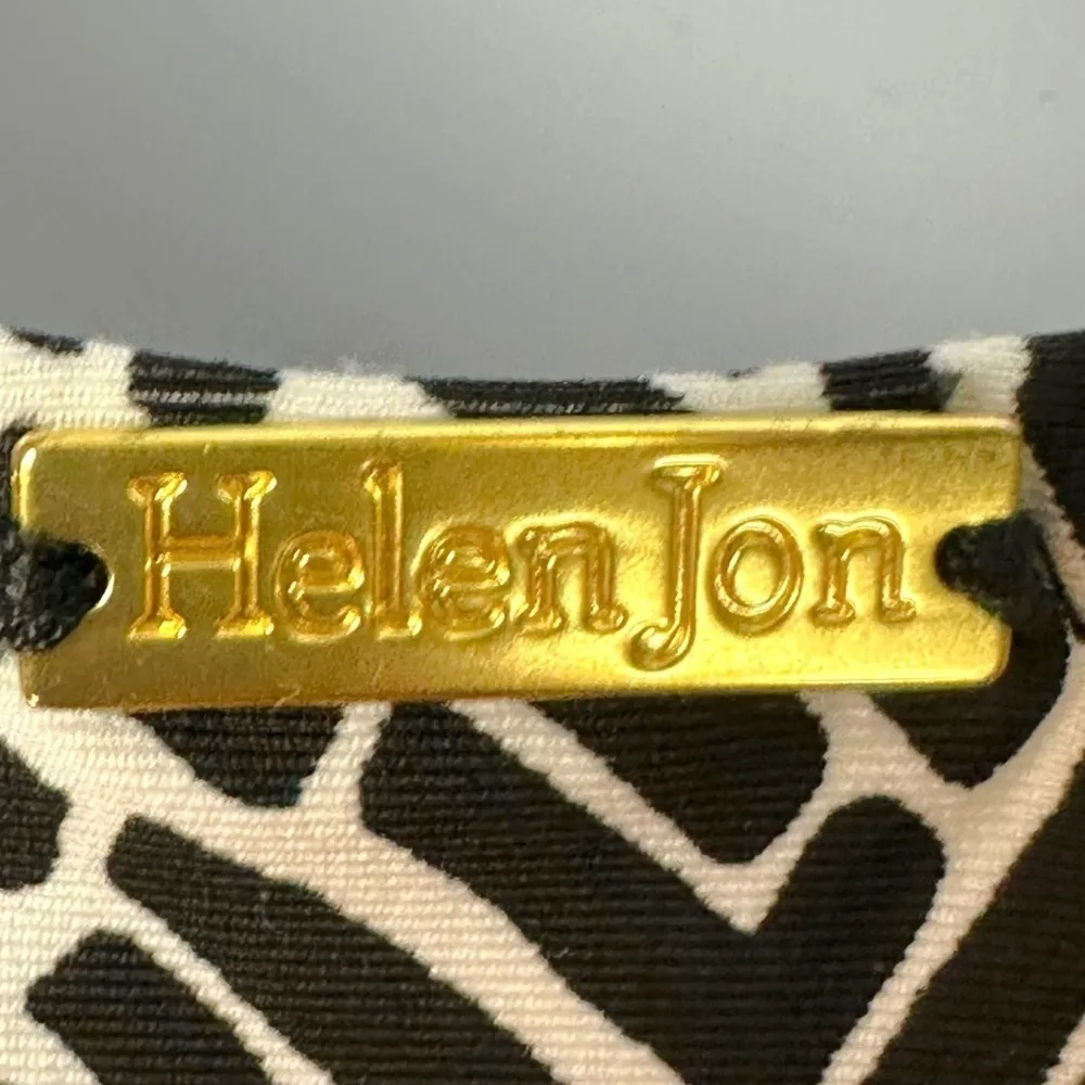 Helen Jon Tie Back One Piece in Sunset Key Black White XL Gold Beads Swimsuit - Image 9