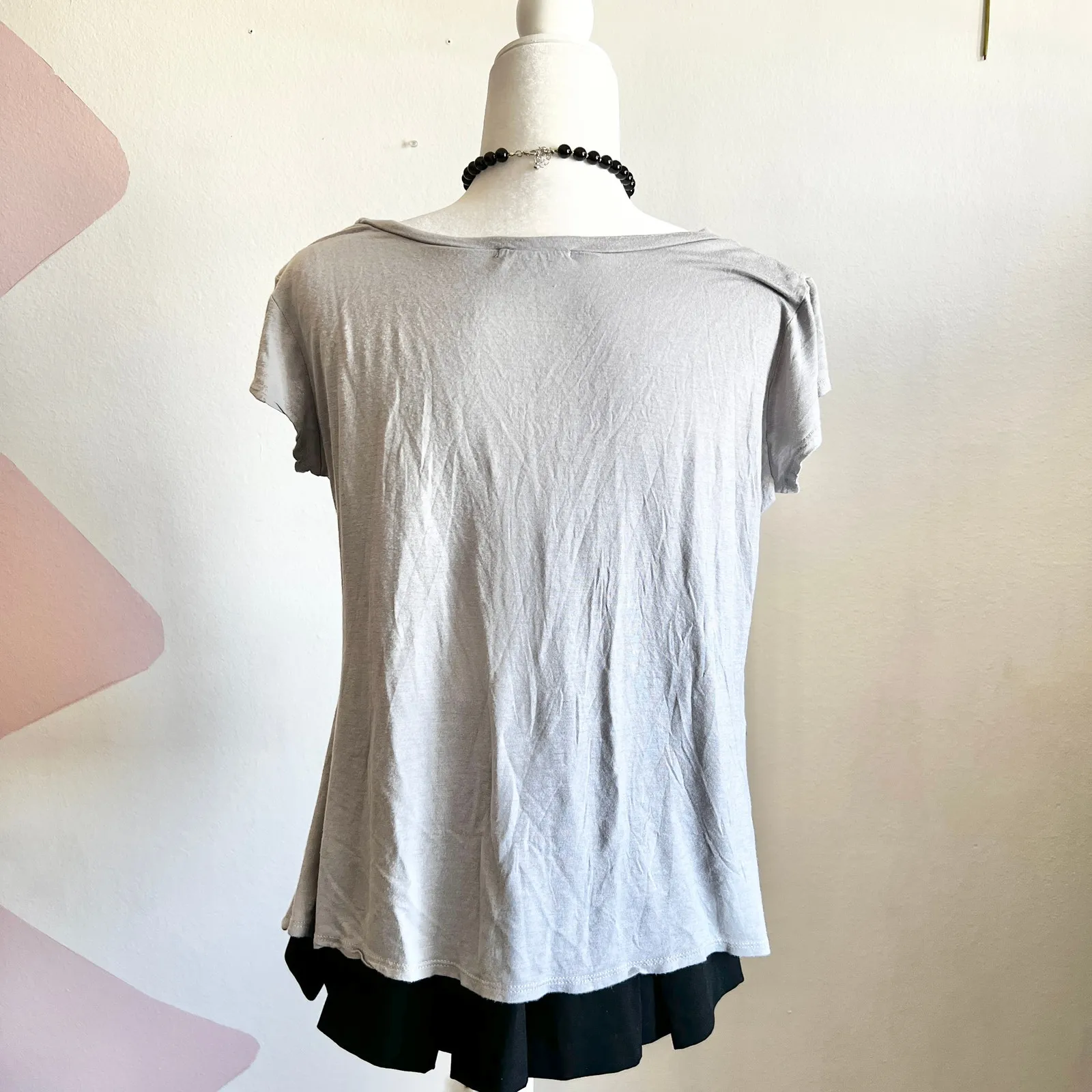 Y2K 3D‎ Flower Slouchy Top, 2000s, Grunge, Twee, Medium, Downtown Girl Gray - Image 3