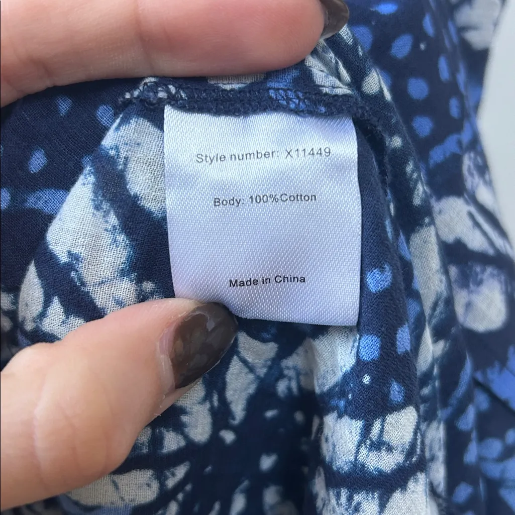 Xirena Leyla Midi Dress in Batik Print Blue Floral Size X - Image 6