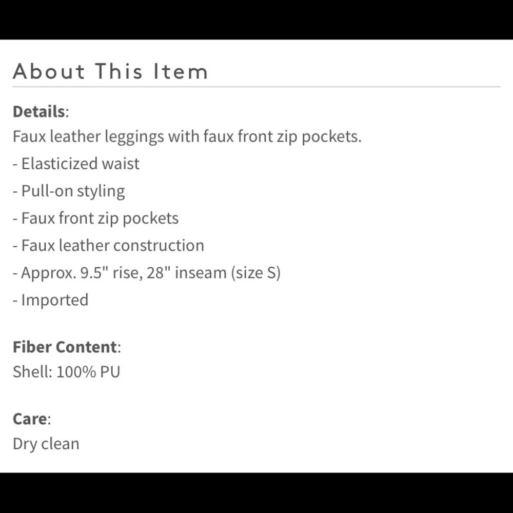 Bagatelle Faux Leather Black Zip Leggings Size XL NWT - Image 7