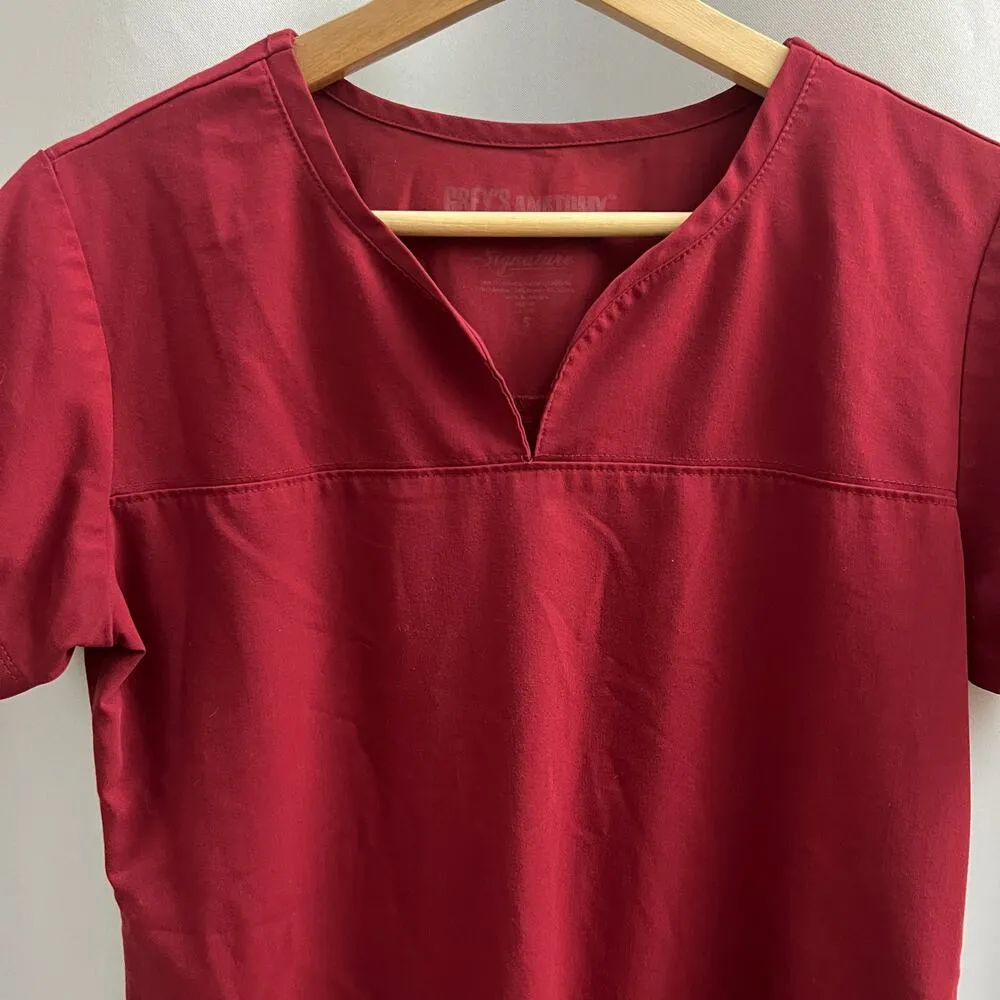 Barco SMALL Grey's Anatomy Signature Red Scrub Top Uniform Short Sleeve - Image 3