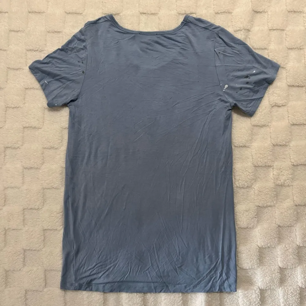 POL Women's Distressed Artistic Baby Blue Tee, Relaxed Fit Top, Small NWOT - Image 2