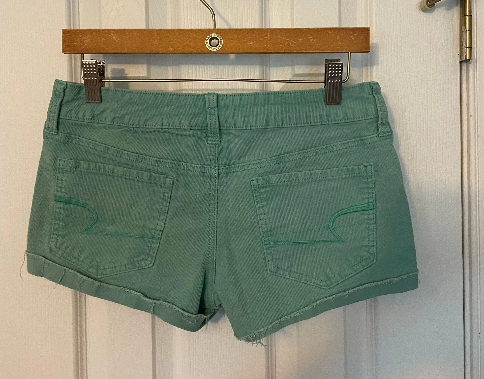 American Eagle Y2K AEO Mint Corduroy Midi Shorts - Image 5
