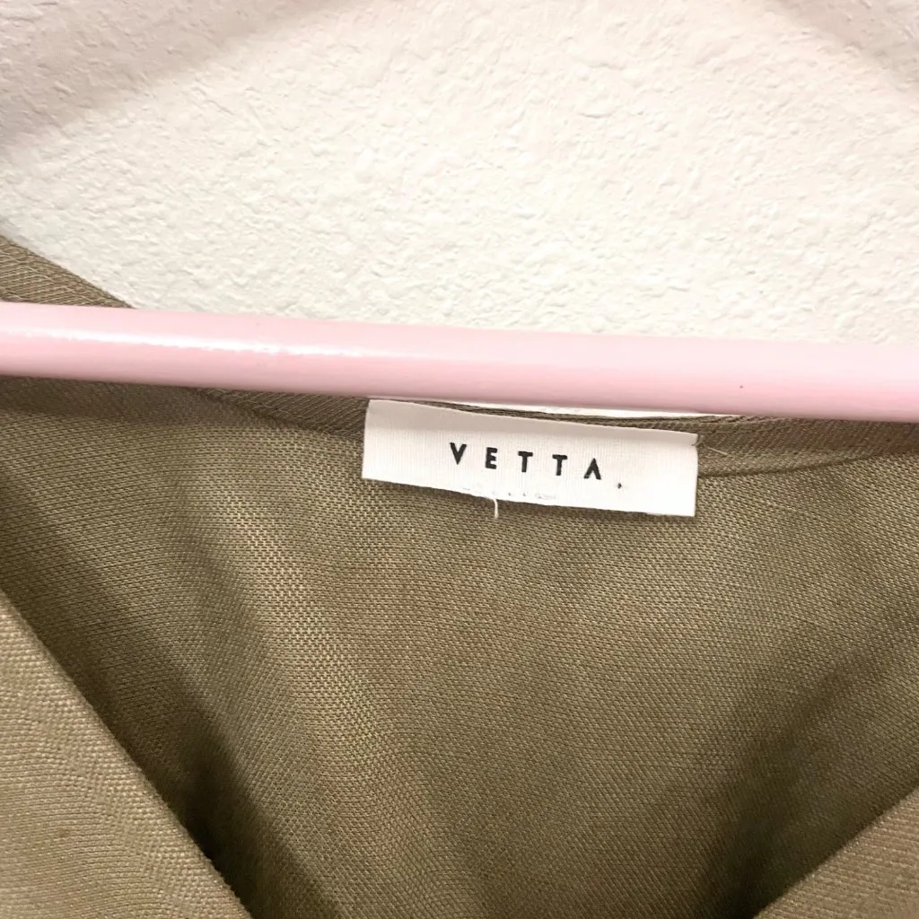 NWT Vetta Convertible Wrap Mini Dress Khaki Green Women’s Size S Tan - Image 4