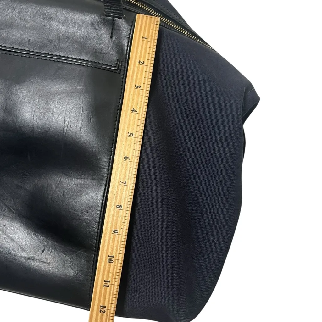 Cuyana Le Sud Weekender Bag Navy Canvas Black Leather Large Travel Tote - Image 16