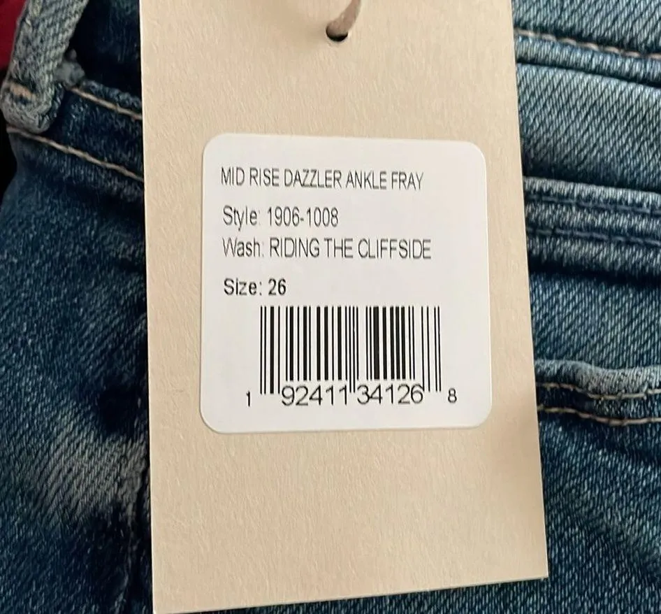 NWT MOTHER Denim Mid Rise Dazzler Ankle Fray Jeans Riding Cliffside Size 26 - Image 14