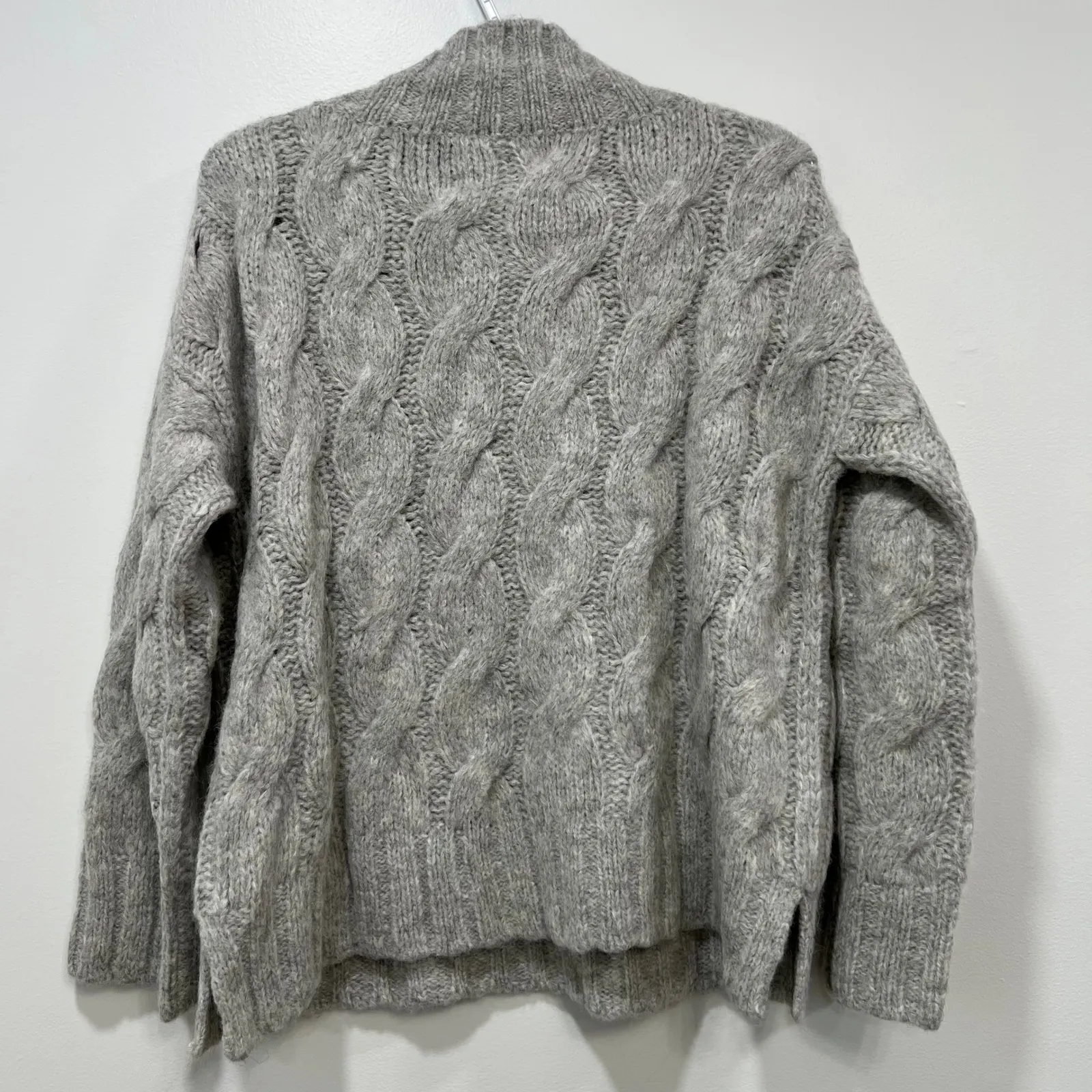 Eleven Six Womens Sweater Small Gray‎ NWT $448 Baby Alpaca Wool Cable Knit Mock Gray - Image 6
