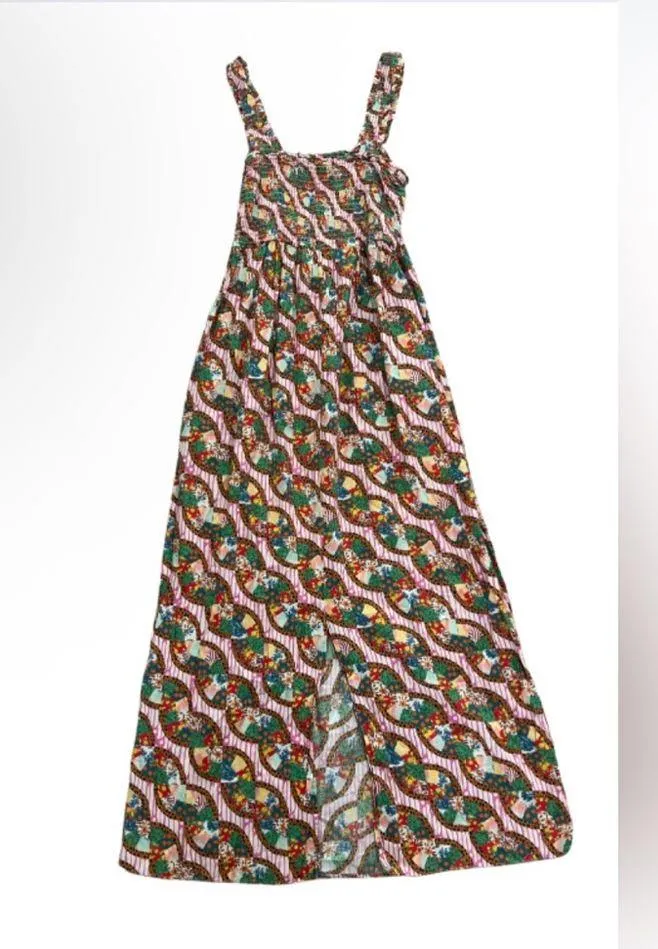 RHODE Dress Maggie Printed Sundress Midi Smocked Square Neck Sundress Small Red - Image 7