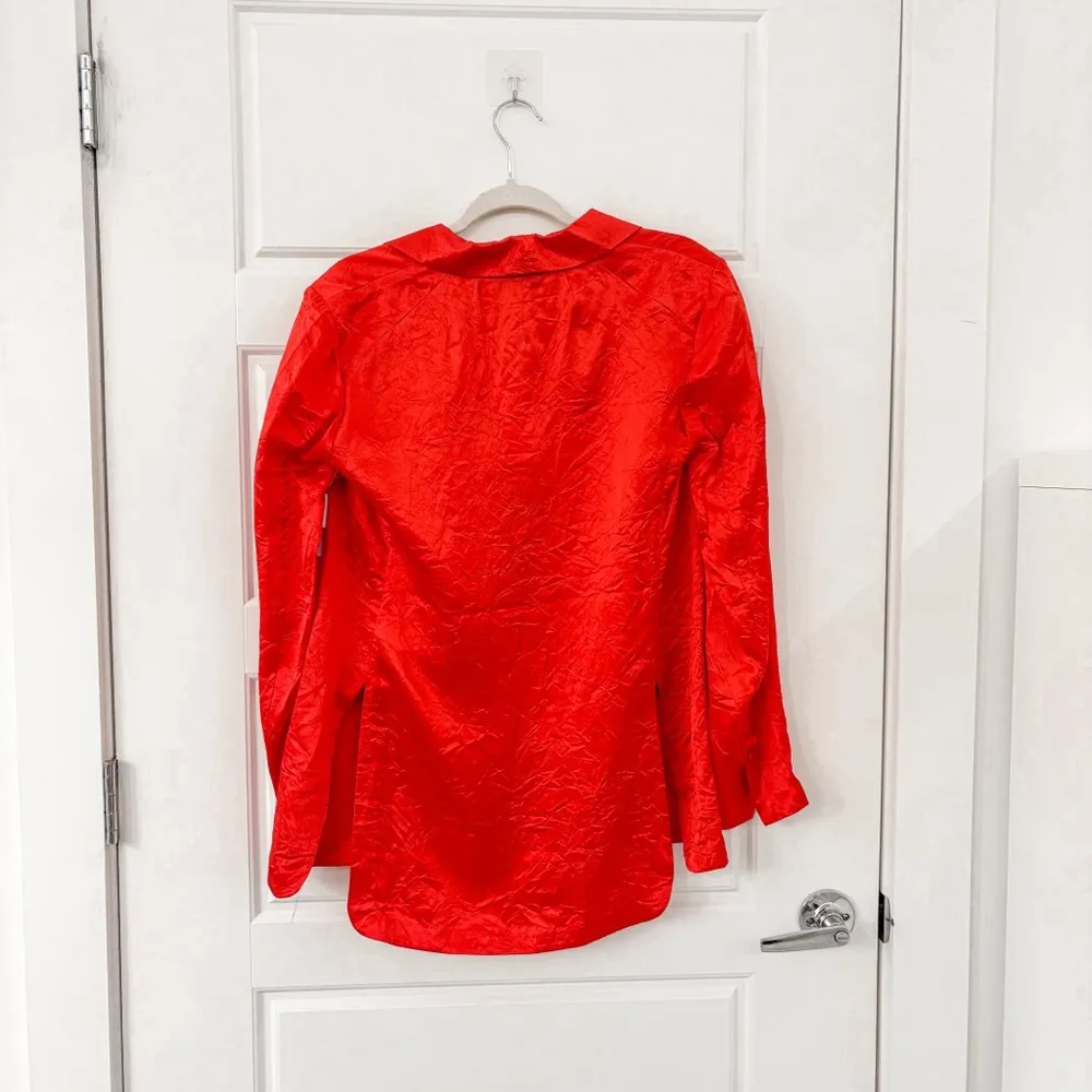 NEW Equipment Eliette Crinkle Satin Jacket Fiery Red - Image 7