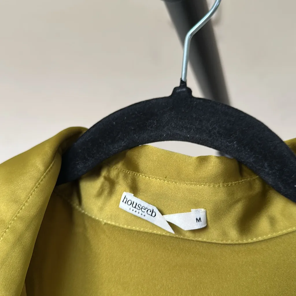 HOUSE OF CB 'Allegra' Chartreuse Pleated Shirt‎ Dress NWOT size M - Image 7