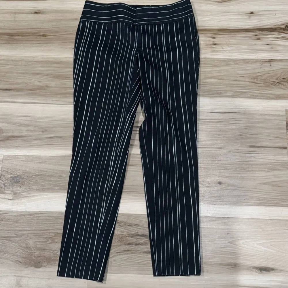 Alice and Olivia Straight Black White Pinstripe Pants Women’s 6 - Image 2