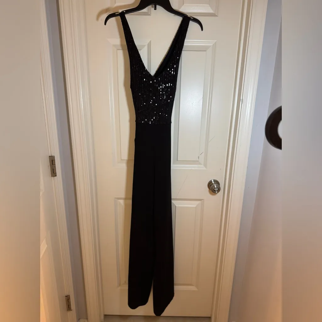 Women’s Jumpsuit, Black Sequin, Small,‎ Open Back - Image 3