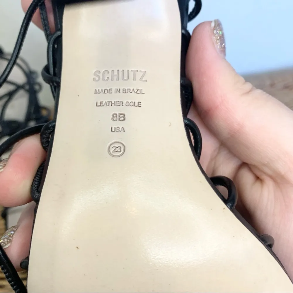 Schutz Heyde Leather Lace Up High Heel Sandal Size 8 - Image 10
