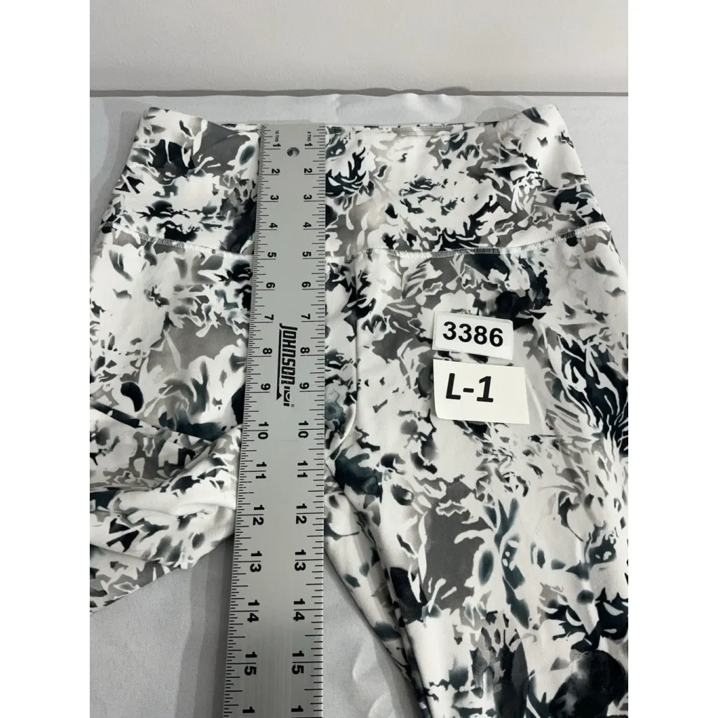 Womans Balance Collection L White Gray Floral Long Athletic Leggings Size L - Image 6
