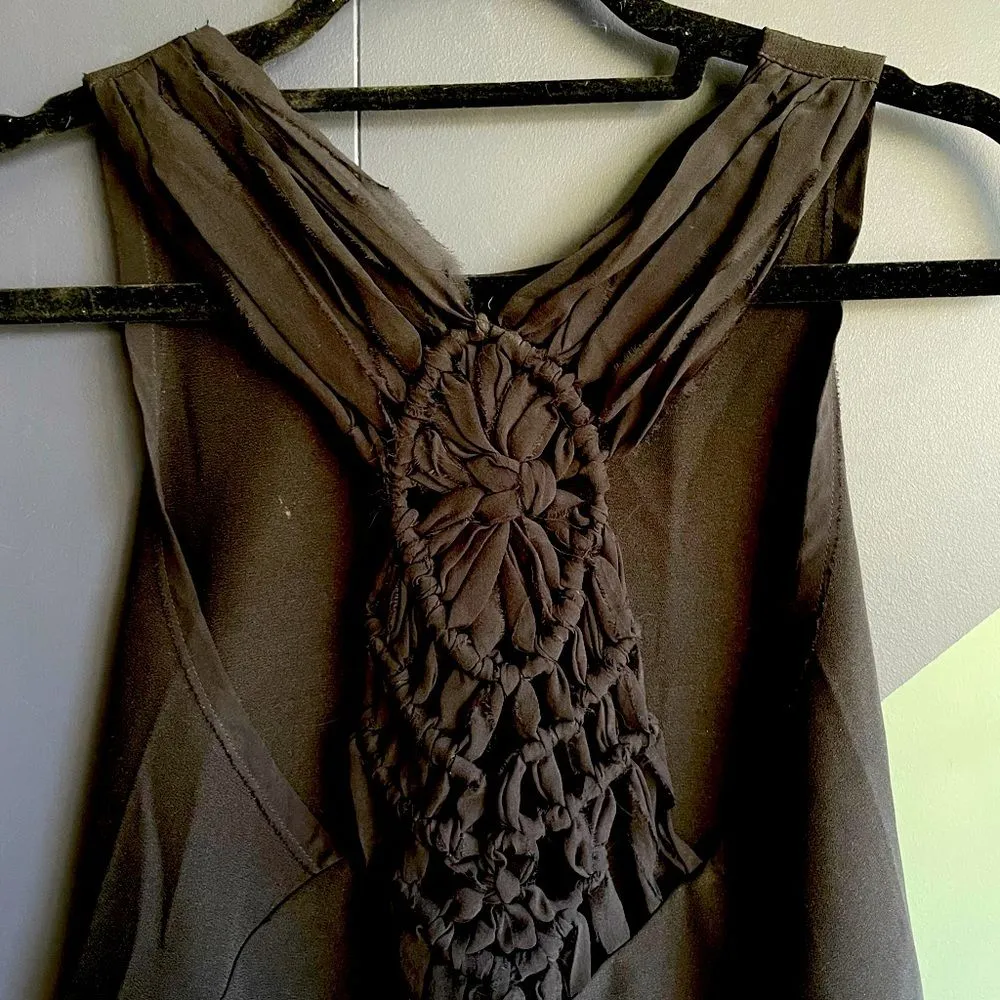 NWT Maje Black Racerback Tank Top w/ Macrame Detailing Size 1/XXS-XS - Image 5