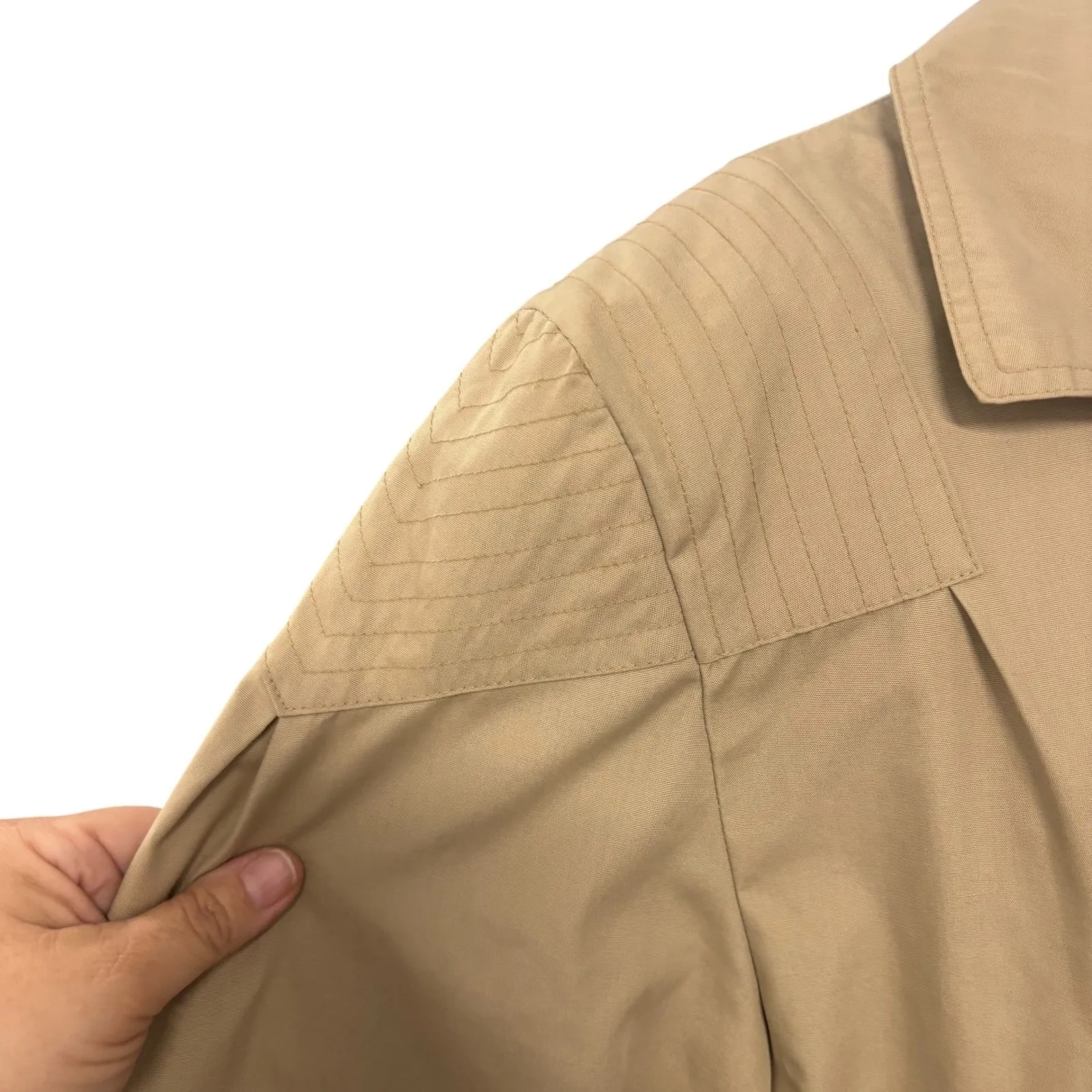 Saxton Hall Womens 11/12 Tan Acrylic Coated‎ Cotton Blend Plaid Lined Coat VTG - Image 5