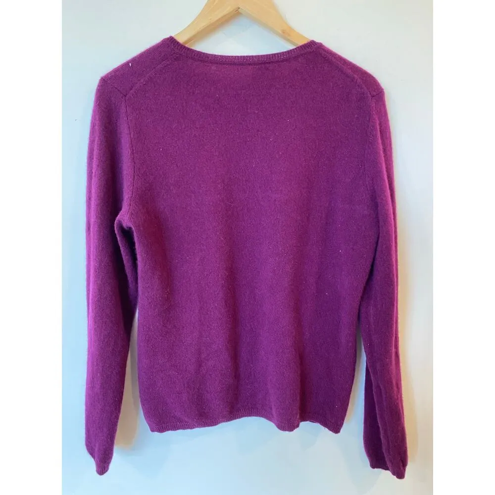 Charter Club Long Sleeve 100% Cashmere Pullover Sweater Purple Women's Size XL - Image 3
