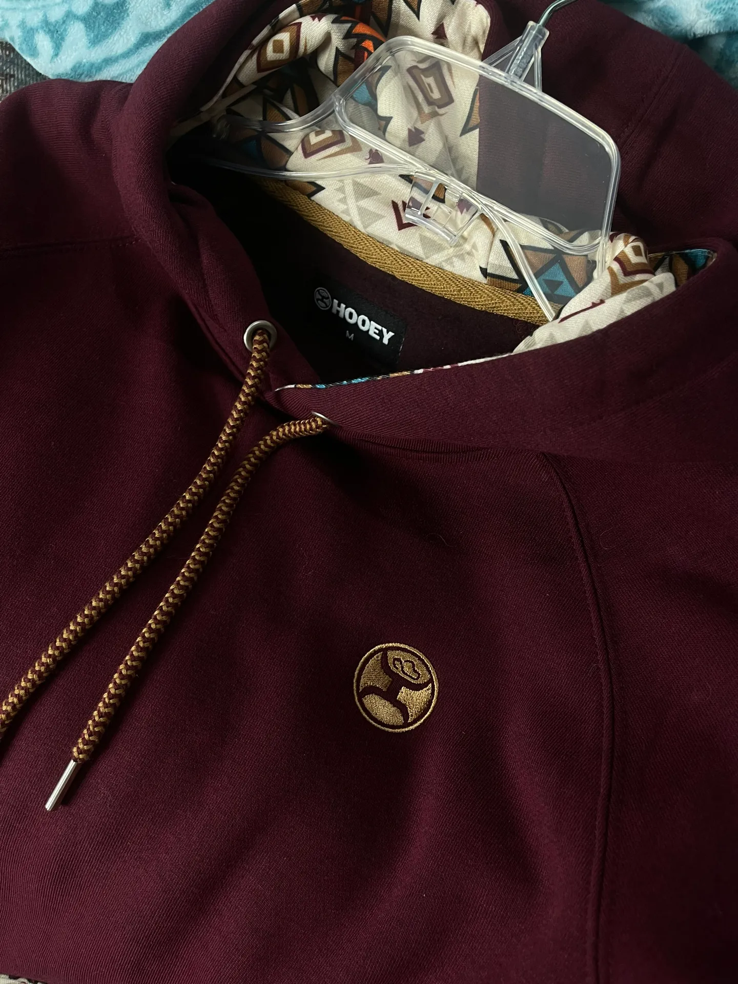 HOOEY Maroon Hoodie Red Size M - Image 3