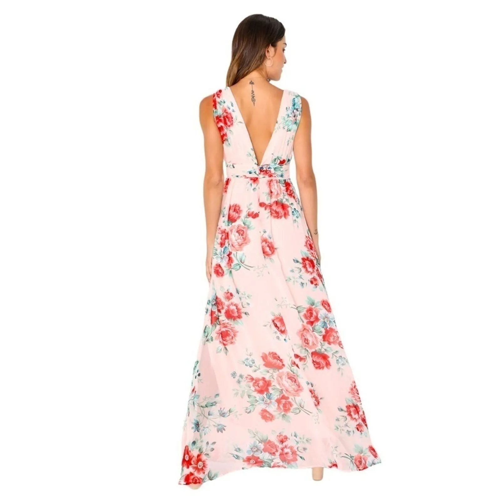 LULU’S Garden Meandering Blush Floral Print Maxi Dress Size S - Image 10