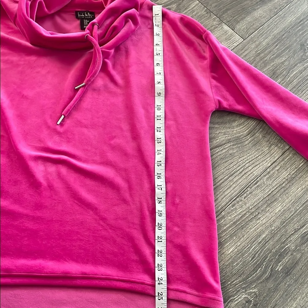 Nicole Miller Women’s vibrant pink Velour Cowl High Neck pullover. - Image 5