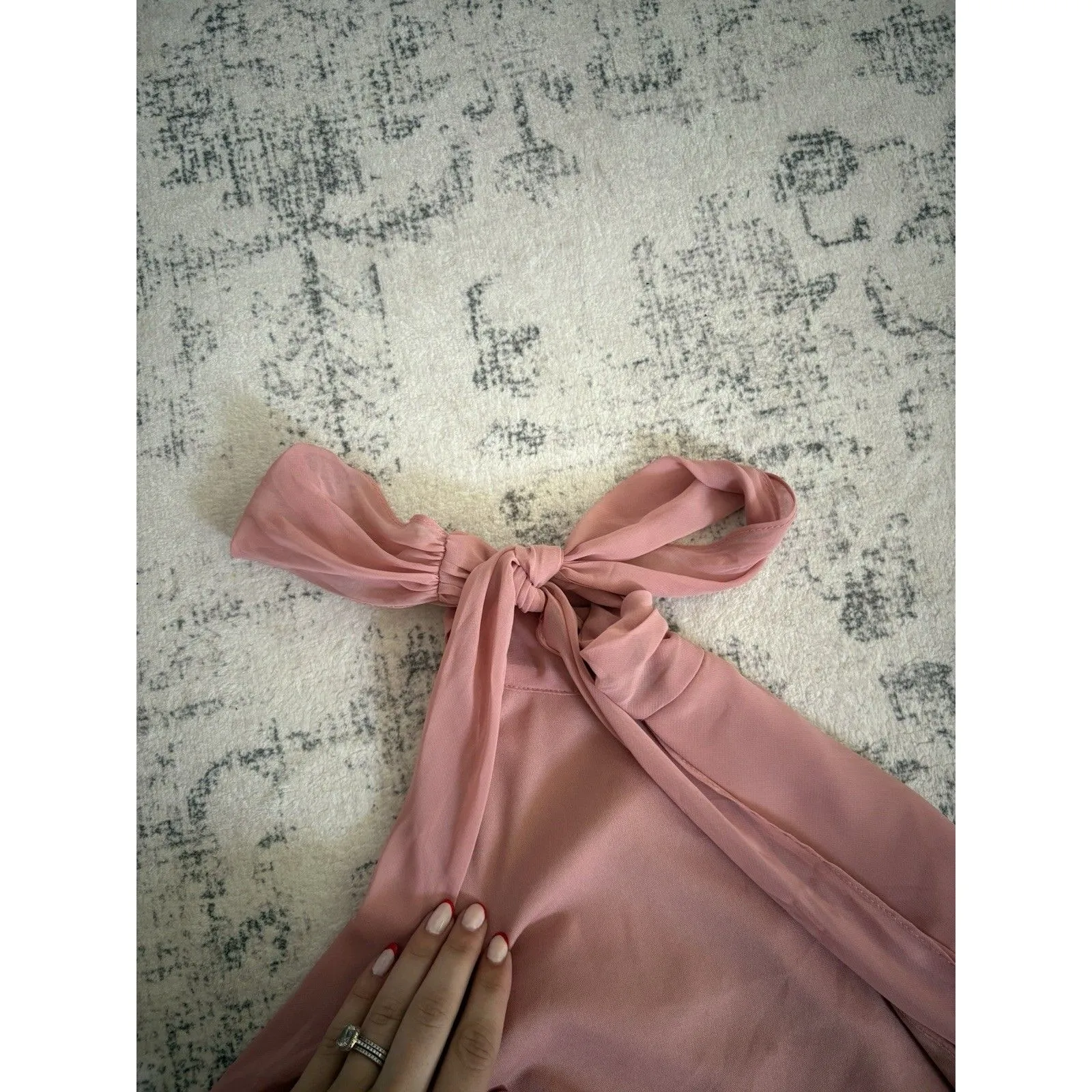 After Six High Neck Halter Backless Maxi Dress Dusty Rose Size 20 Bridesmaid - Image 9