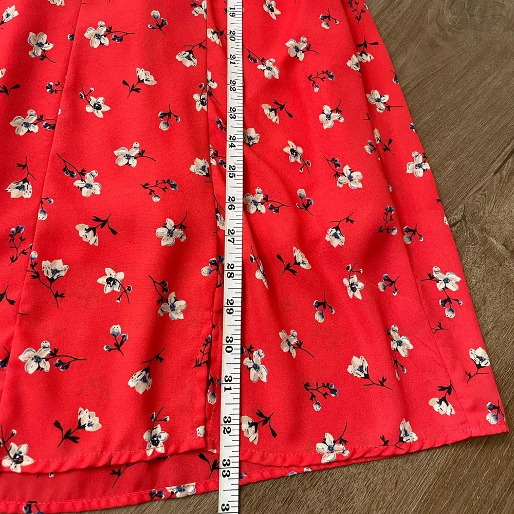 Peach Love California orange floral mini dress lined Women’s Size Small - Image 11