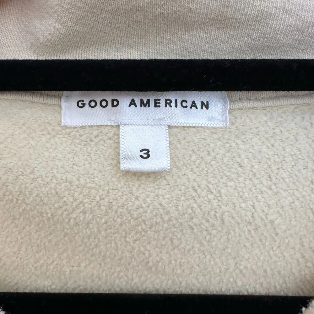 Good American Crop Sweater Button Down Women's Cream Size Large - Image 4