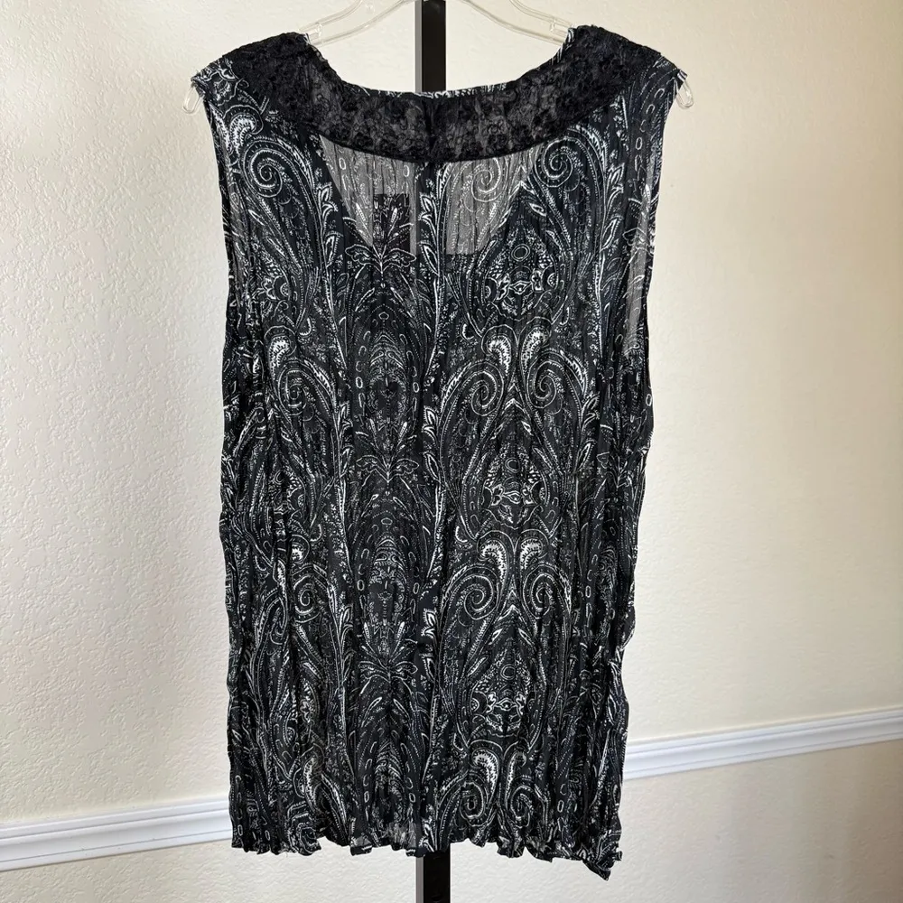 Y2K Sheer Lace Plus Size Black Tunic Top 1X Boho Feminine Floral Festival New - Image 3