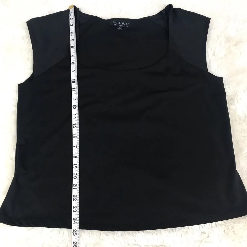 ELOQUII Black Cropped Scoop Neck Tank Top Blouse Classic Office Plus Size‎ 22 - Image 7