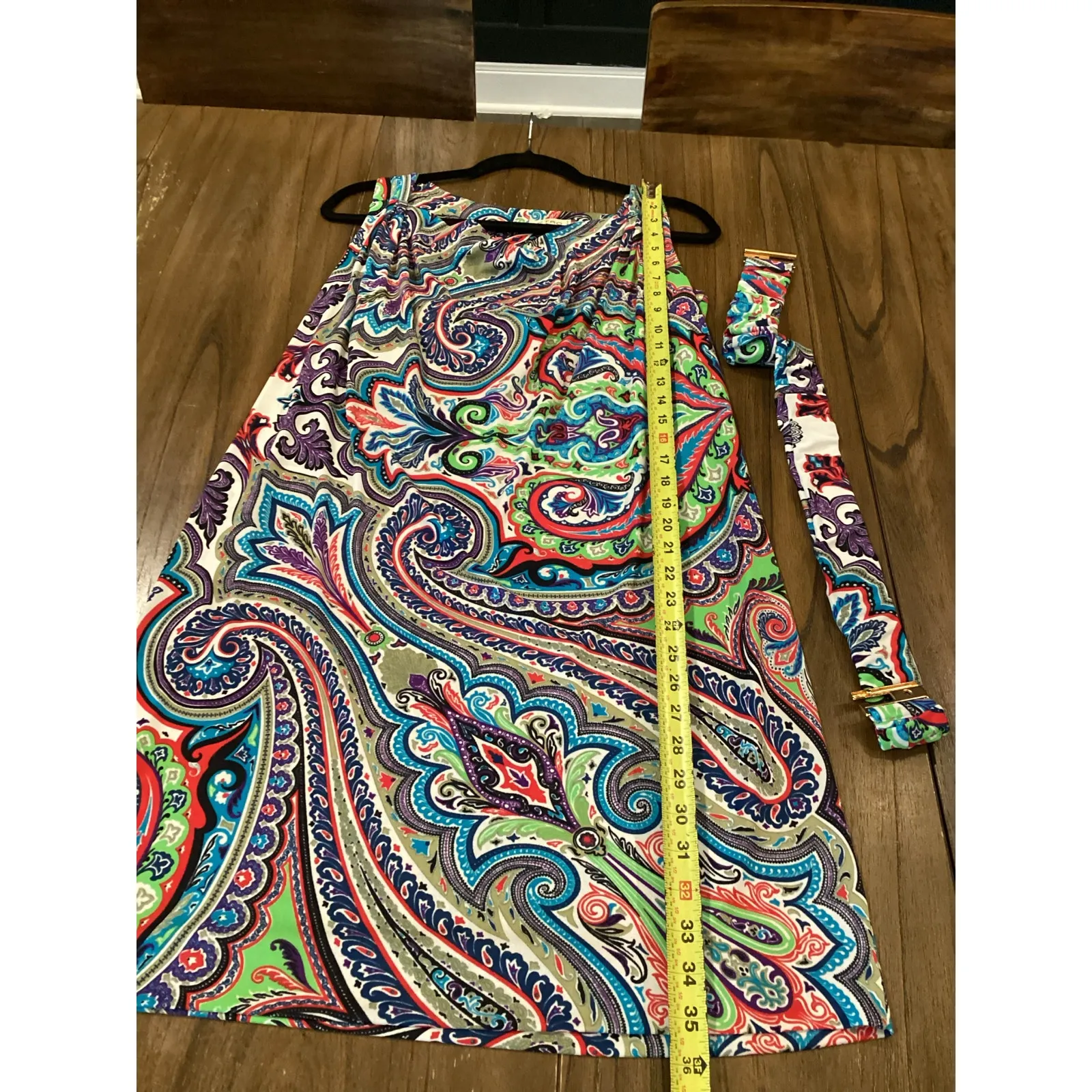 Etro Paisley Print sleeveless multicolor jersey knit mini dress with belt 46 Blue Size undefined - Image 6