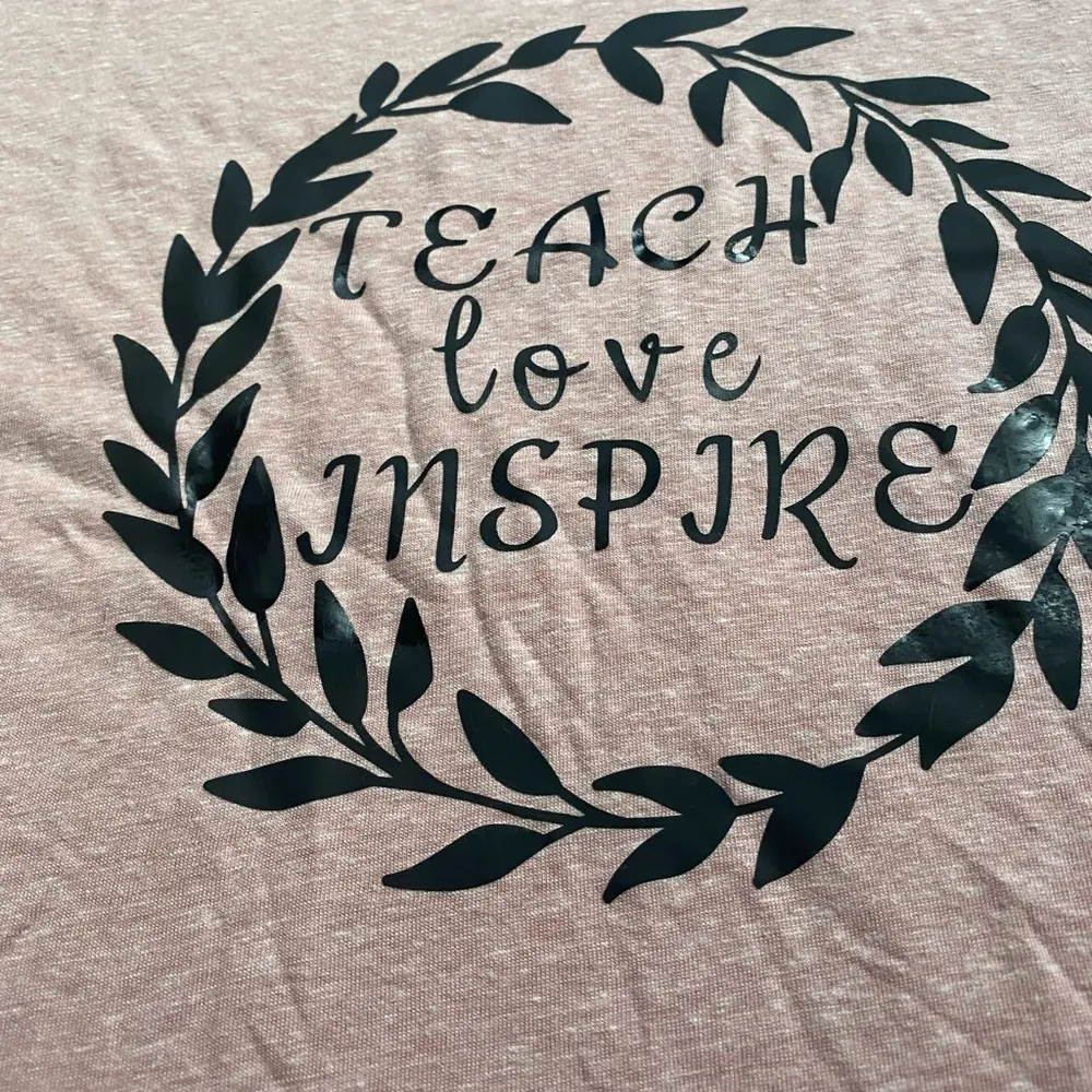 Teach Love Inspired Floral Pink Short Sleeve Shirt - Image 3