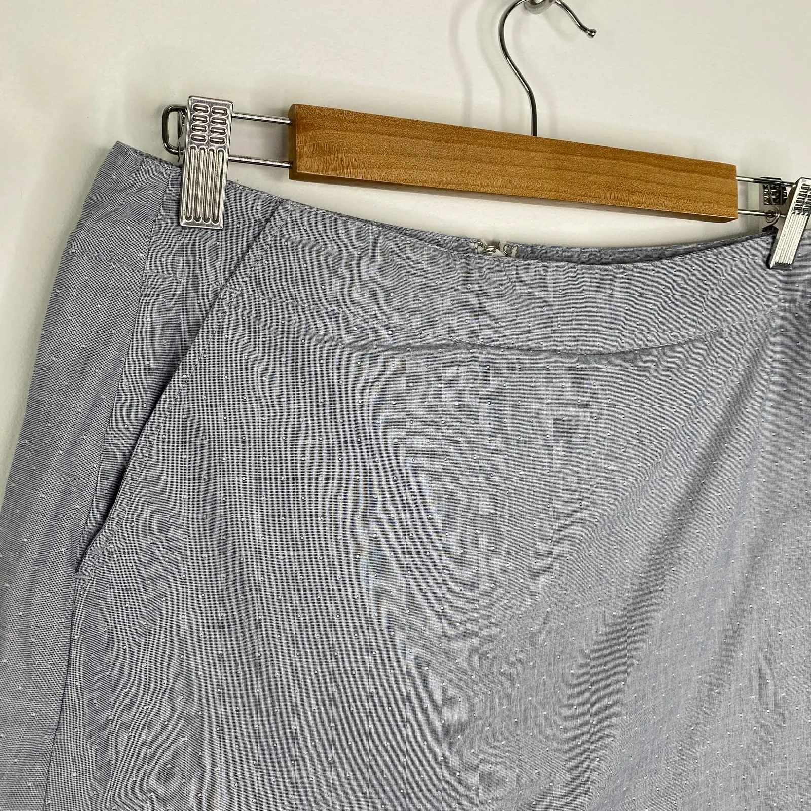 Lady Higgins Casual Skirt Woven Gray Blue Skort Lined Mini Womens Size 8 - Image 4