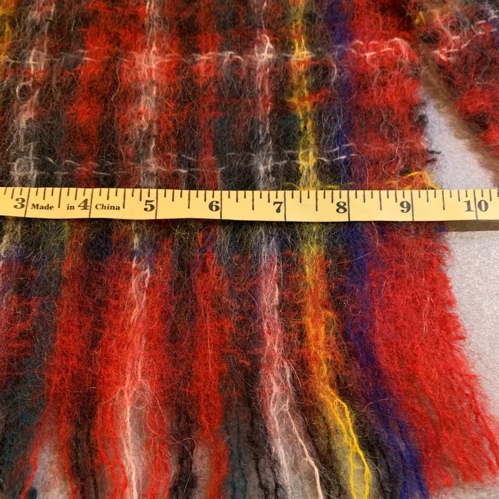 Scottish Scarf Highland Home Industries Mohair & Wool Red & Green Plaid Scarf - Image 4