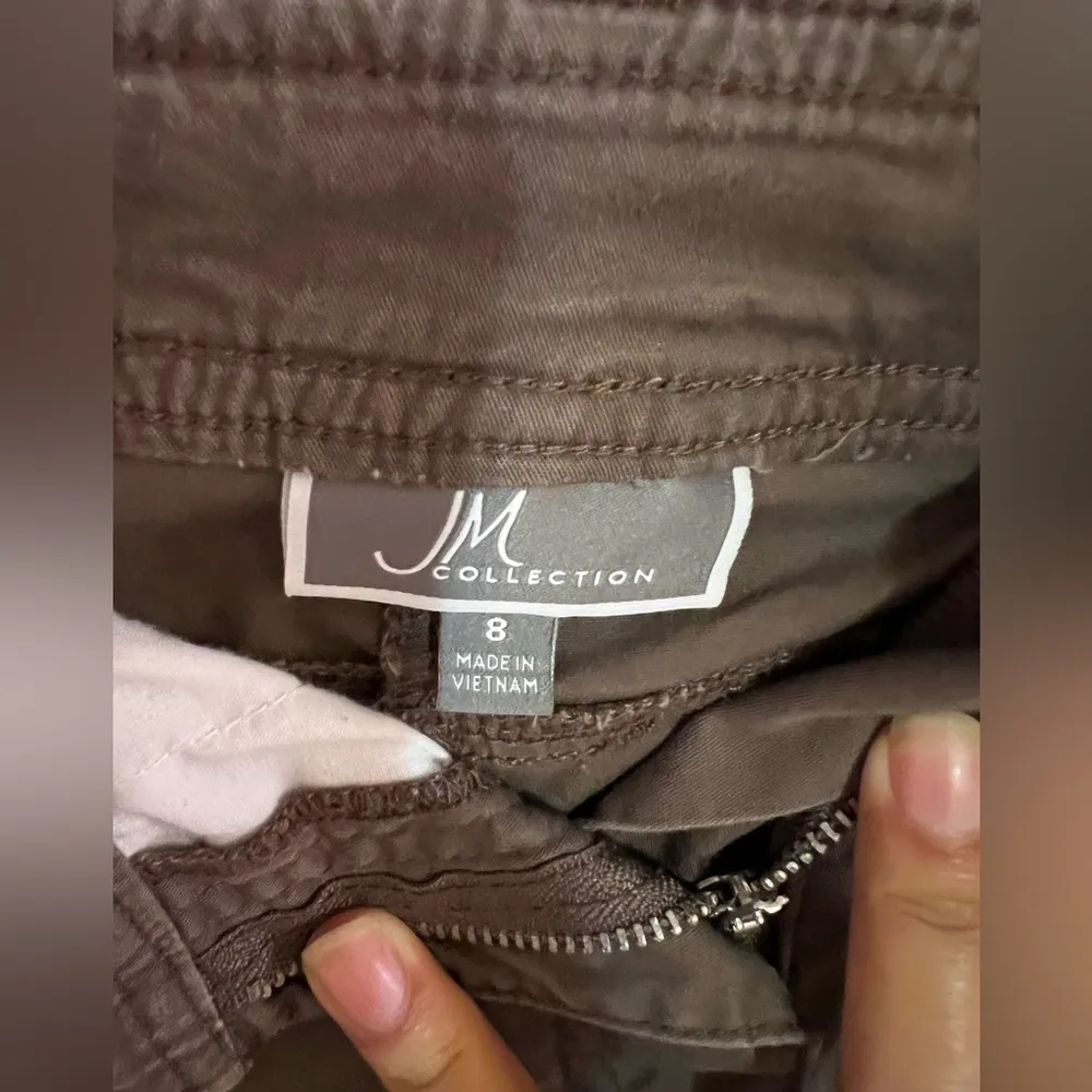 JM Collection Capri Crop Casual Pants Full Elastic Waist Size 8 Brown Check - Image 7